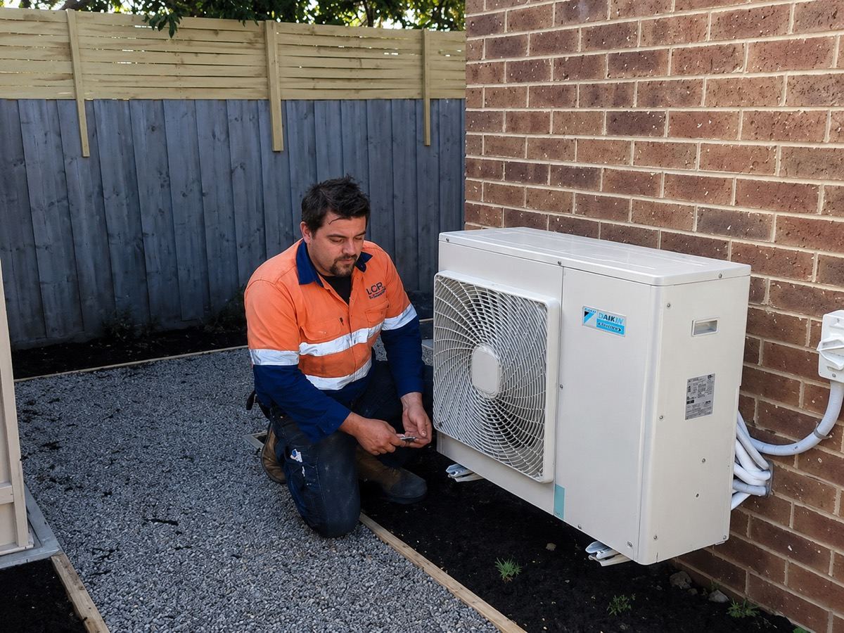 Refrigerated air conditioning condenser unit installed by At-Ease Plumbing